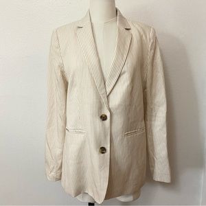 Ann Taylor Linen Blend Striped Blazer Size 8